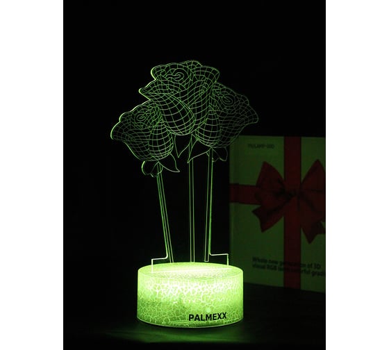 Изображение товара Светодиодный ночник PALMEXX 3d светильник led rgb 7 цветов (розы) PX/LAMP-066