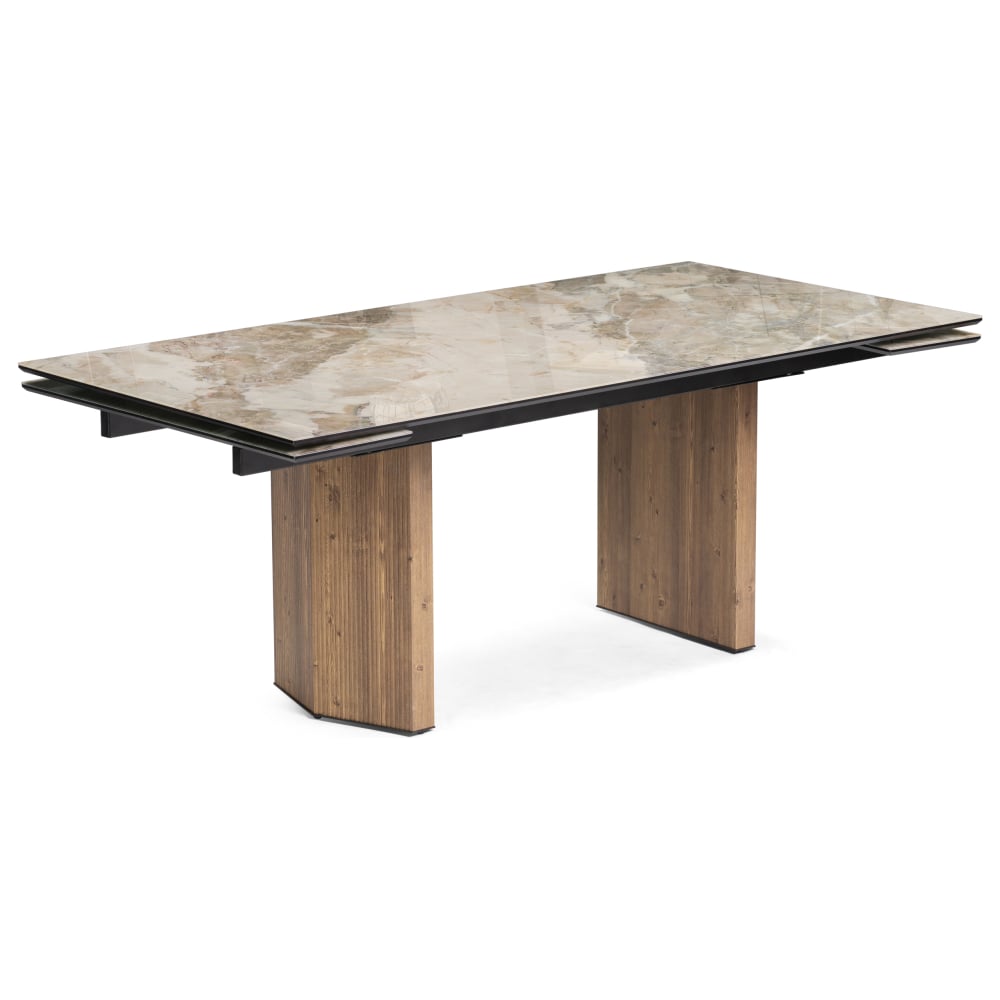 Изображение товара Стеклянный раскладной стол Woodville монерон 200(260)х100x77 см орех кантри