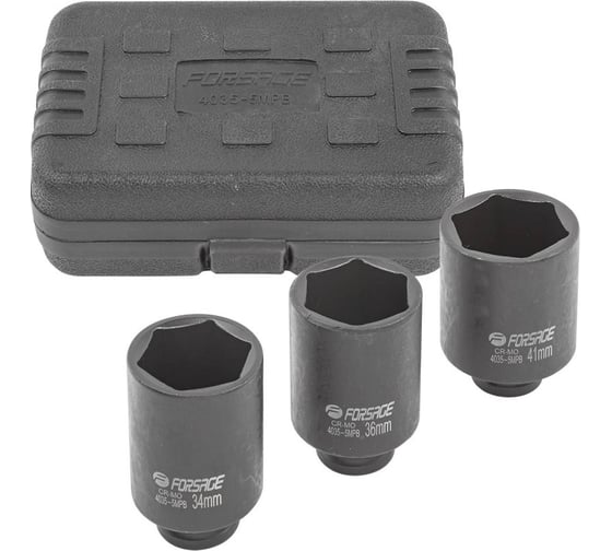 Изображение товара Набор головок 6-гранных ударных глубоких 1/2"DR, 3 шт, в кейсе f-4035-5mpb Forsage 52970 F-4035-5MPB(52970)