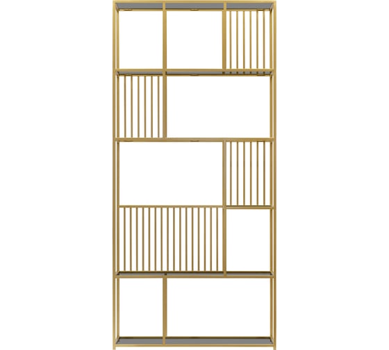 Изображение товара Стеллаж GreenWeen SOHO, золотой каркас, полки тонированное стекло, 900x300x1920 GW-ST-SOHO-G-G