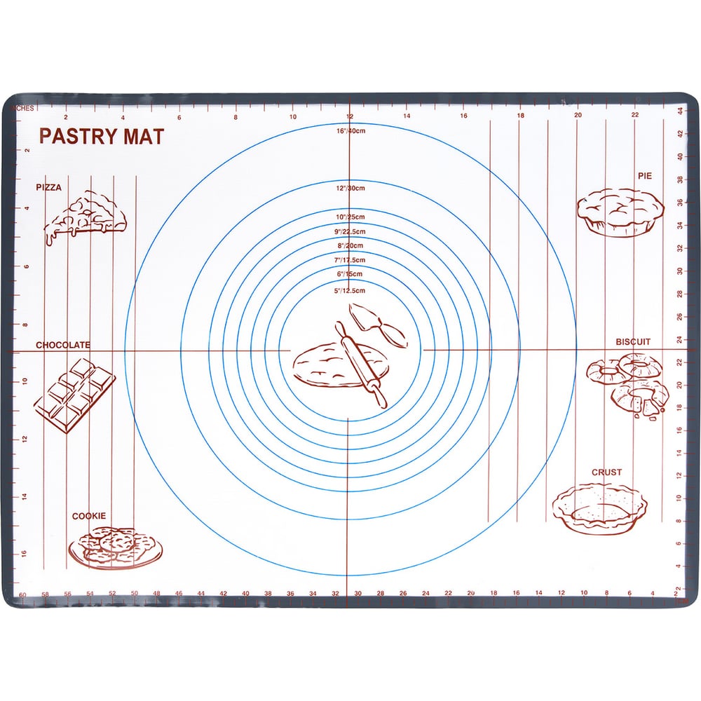 Изображение товара Мат для выпечки силикон с разметкой 44.5x61.5 см, прочный и безопасный