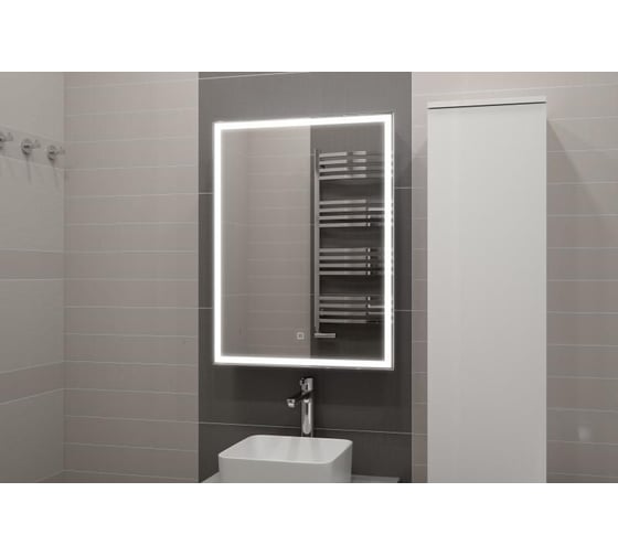 Изображение товара Зеркало-шкаф Misty Алюр с подсветкой 600x800 левый с розеткой МВК004