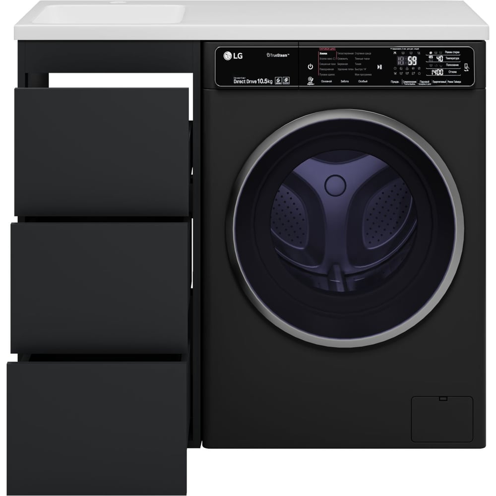 Изображение товара Тумба под раковину Brevita Grafit 40 для стиральной машины, современная мебель