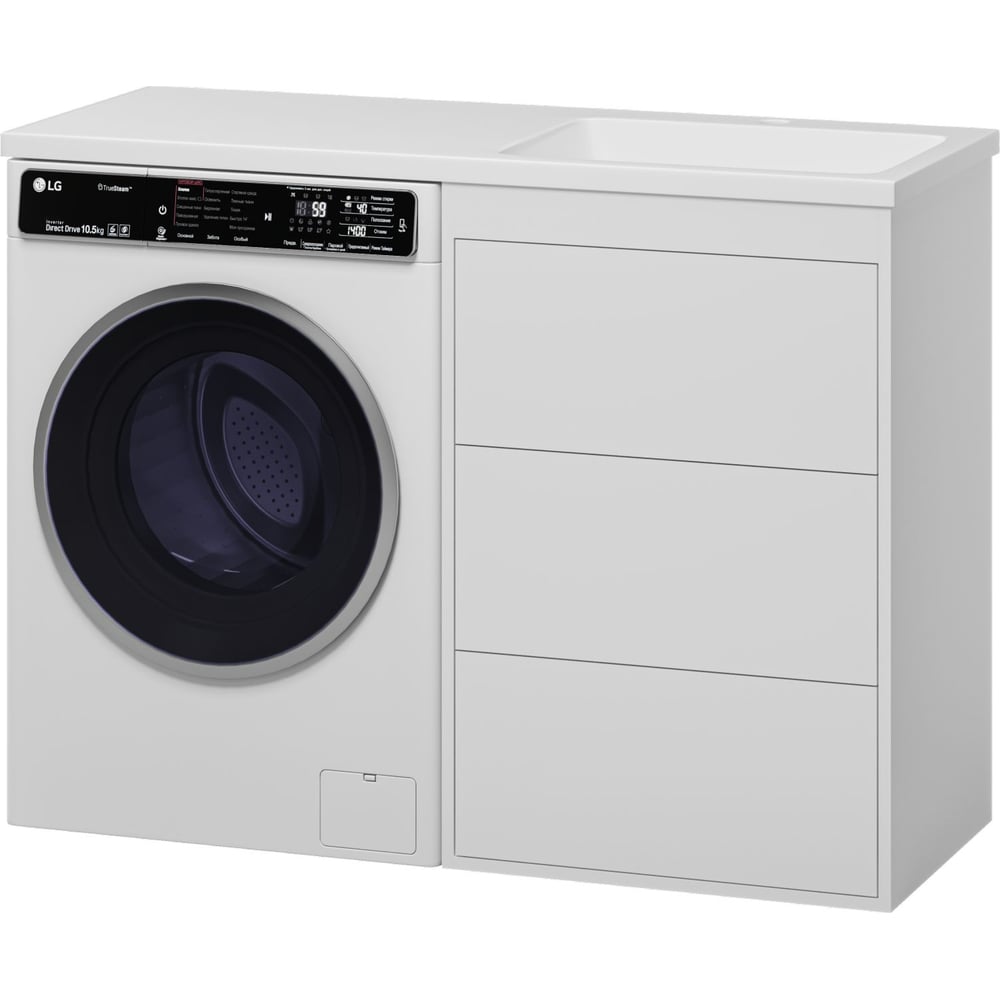 Изображение товара Тумба под раковину Brevita Grafit 60 белая для ванной комнаты с ящиками под стиральную машину