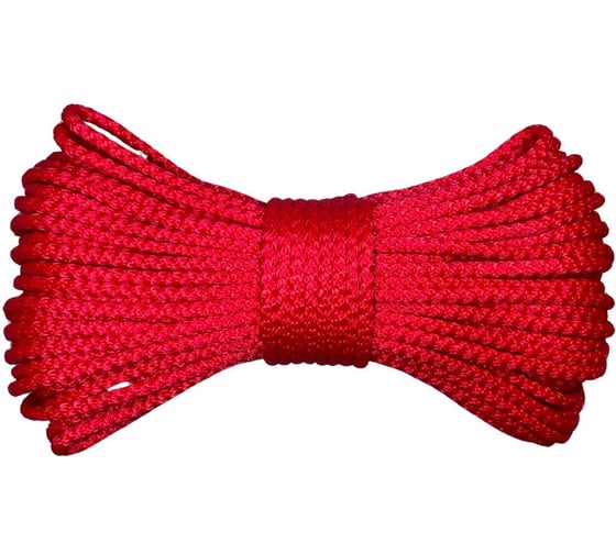 Изображение товара Шнур вязаный полипропиленовый ООО Оптхозторг 6 мм 30 м красный 0386305