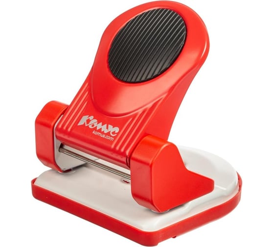 Изображение товара Дырокол Комус mpr30 до 30 листов, металл, с линейкой и блокиратором, красный 1271915