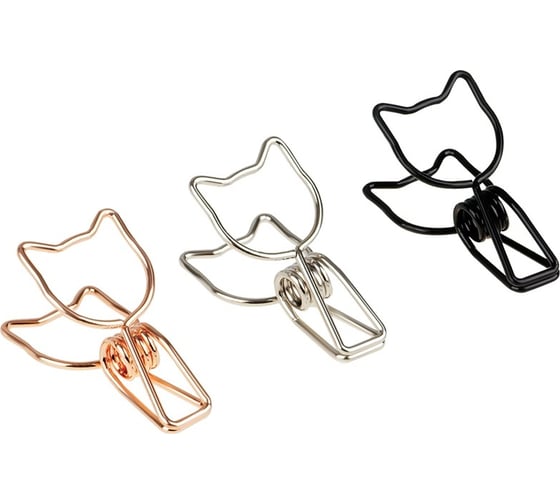 Изображение товара Зажимы для бумаг MESHU Cute Cats 33 мм, 6шт., ассорти MS41599 MS_41599