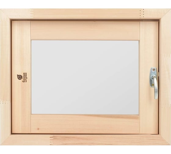 Изображение товара Форточка в парную Банные Штучки, стеклопакет, 0.4x0.5 м, открытие наружу, с затвором, петлями, липа 32551