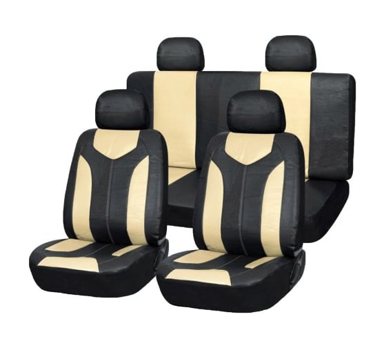 Изображение товара Чехлы на сиденья SKYWAY Forward-15, полиэстер/сетка, 11 предметов, черно/бежевый S01301010