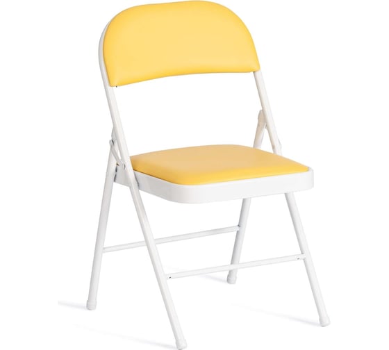 Изображение товара Складной стул Tetchair folder 3022g, каркас: металл, сиденье/спинка: экокожа, 46.5x47.5x79 см, желтый/белый 20233