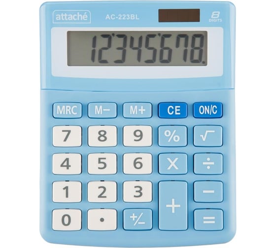 Изображение товара Настольный калькулятор Attache aс-223bl, 8 разрядов, двойное питание, голубой 1779807