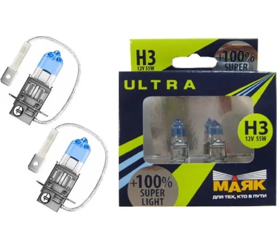Изображение товара Автомобильная лампа МАЯК Н 3 12V 55W PK22s Super Light +100% ULTRA 82320SL+100