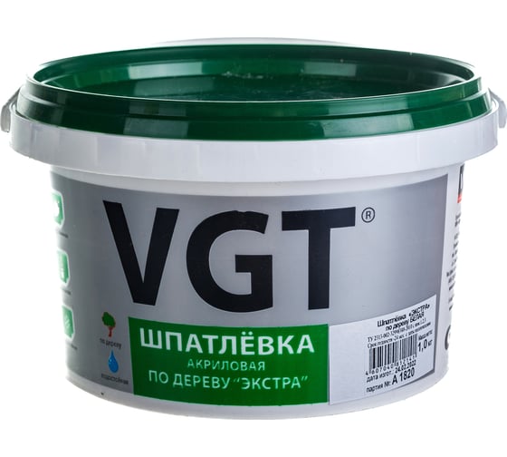 Изображение товара Шпаклевка по дереву Экстра Белая 1 кг VGT 25093