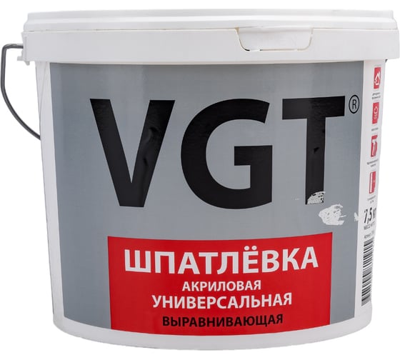 Изображение товара Универсальная акриловая шпаклевка  7,5 кг для наружних и внутренних работ VGT 55983