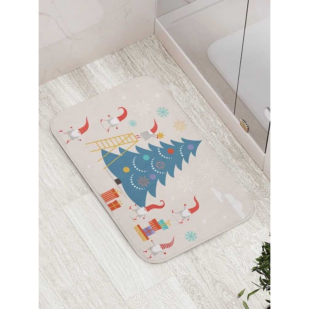 Изображение товара Противоскользящий коврик для ванной комнаты и туалета JOYARTY 52x77 см новогодний гном