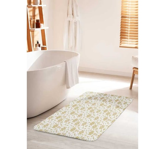 Изображение товара Противоскользящий коврик для ванной комнаты и туалета JOYARTY "Золотые снежинки" 60x100 см bath_427888_60x100