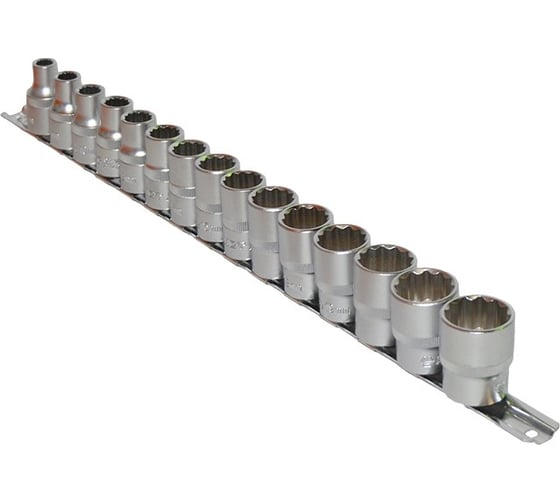 Изображение товара Набор головок 15 предметов, 8-24 мм, 1/2"DR, 12-гр. на планке 401215 AIST 00-00002835