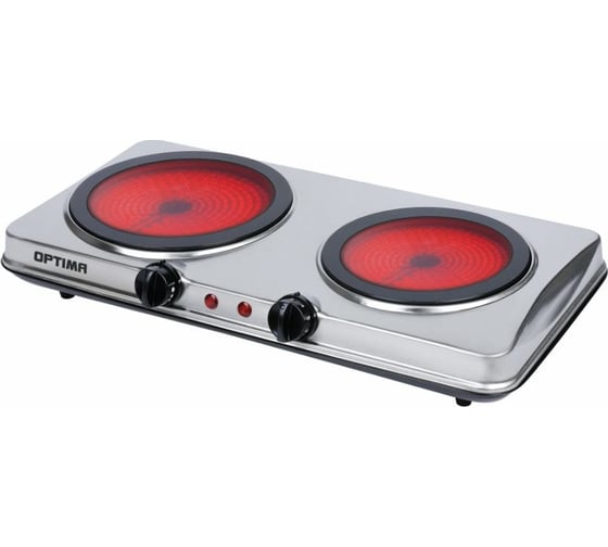 Изображение товара Электрическая инфракрасная плита OPTIMA OTC-221CS 2 стеклокерамические конфорки, индикатор работы, 1200+900 Вт 2001362