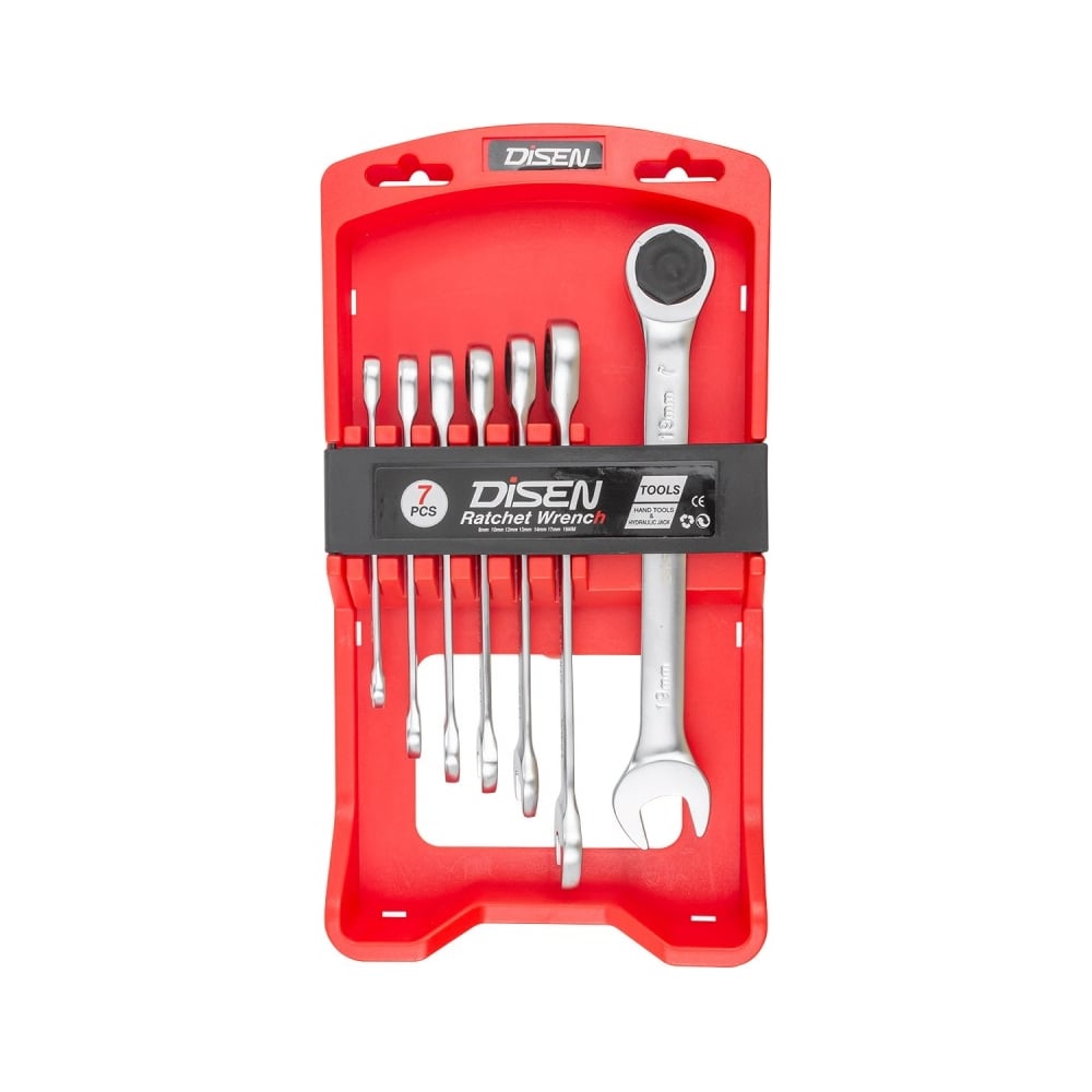 Изображение товара Набор трещоточных ключей Disen 8 9 10 12 13 14 17 мм в пластиковом пенале