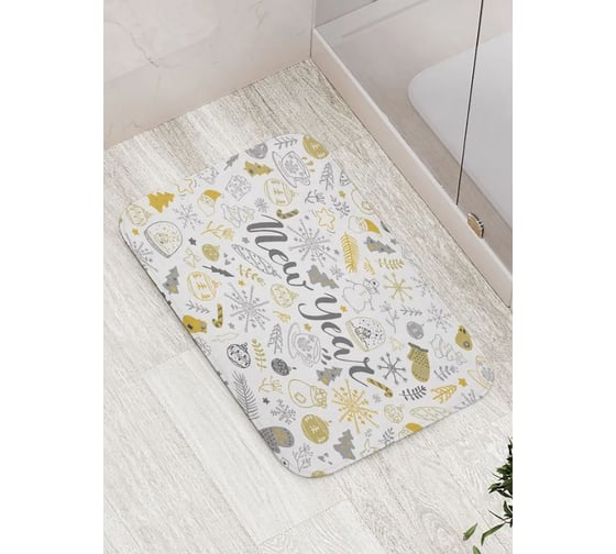 Изображение товара Противоскользящий коврик для ванной комнаты и туалета JOYARTY "Новый год" 60x100 см bath_427869_60x100
