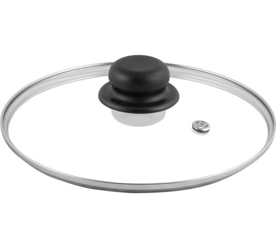 Изображение товара Стеклянная крышка Appetite с металлическим ободом, пластиковой кнопкой с усиленным пароотводом 28 см GF28P