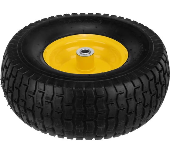 Изображение товара Колесо пневматическое 15/6.00-6, 370 мм, подшипник внутренний диаметр 16 мм, длина оси 100 мм Denzel 68998