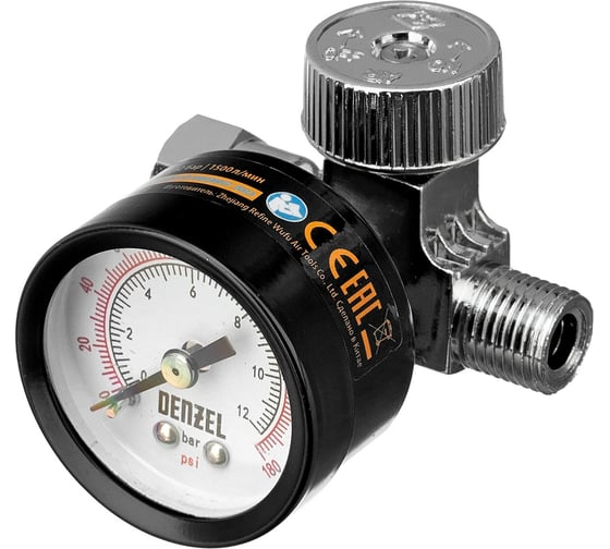 Изображение товара Регулятор давления с манометром для краскораспылителя K1500, 12 бар, 1/4" Denzel 57001