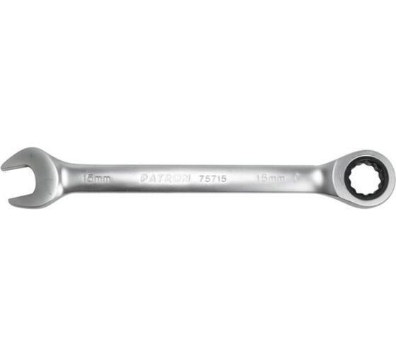 Изображение товара Комбинированный трещоточный ключ PATRON 15 мм P-75715(47536)