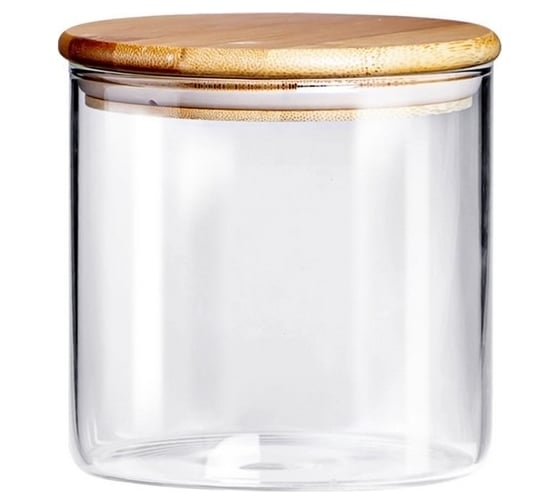 Изображение товара Стеклянная банка Appetite круглая 1000 мл бамбуковая крышка studio BM2012-1R