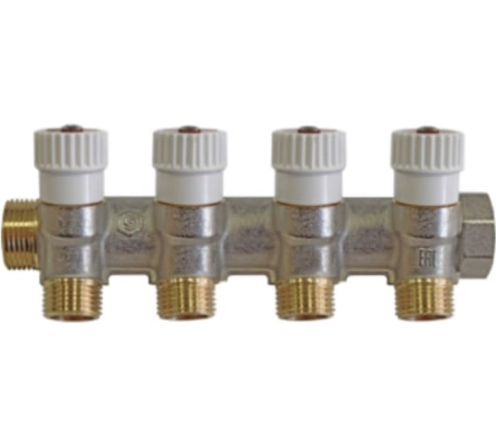 Изображение товара Распределительный коллектор STOUT 1, 4 отвода, 1/2, плоское уплотнение SMB 6852 011204 RG008TN2KC93Q2