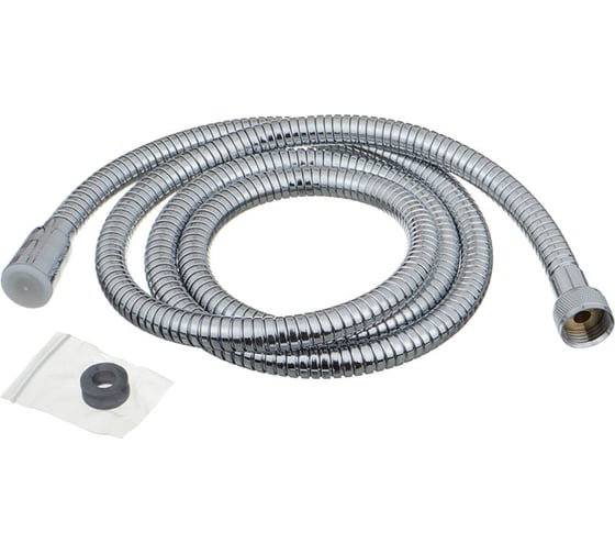 Изображение товара Шланг для душа Melodia della vita Tubo De Lux 1/2x1/2, конус, нержавеющая сталь, диаметр 14 мм, 175 см, двойной зажим, растягивающийся, блистер MS-05 34425