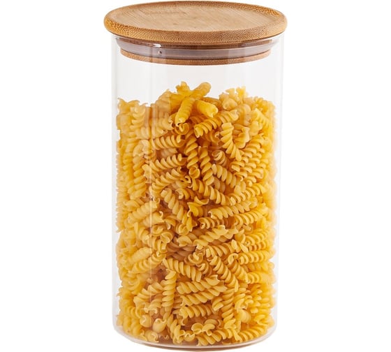 Изображение товара Стеклянная банка Appetite круглая 1000 мл бамбуковая крышка штаб studio BMG1000