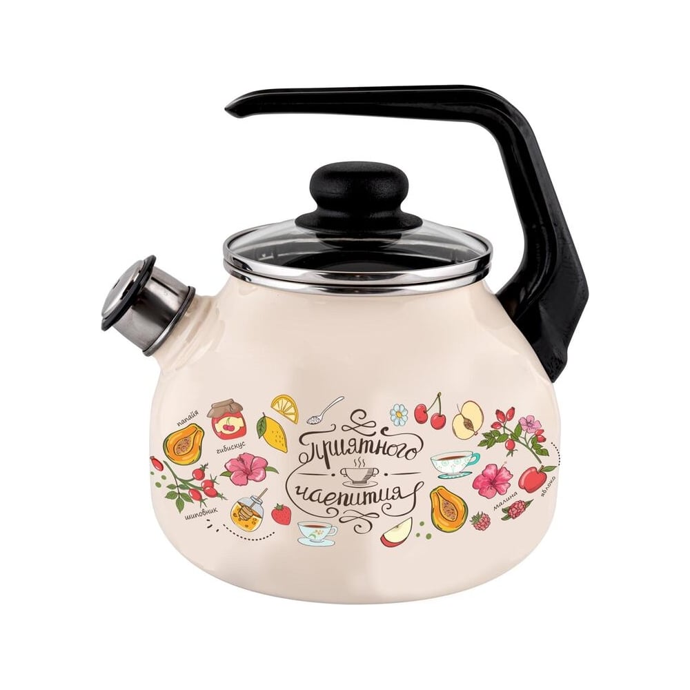 Изображение товара Эмалированный чайник со свистком appetite 3 л, для индукционных и газовых плит