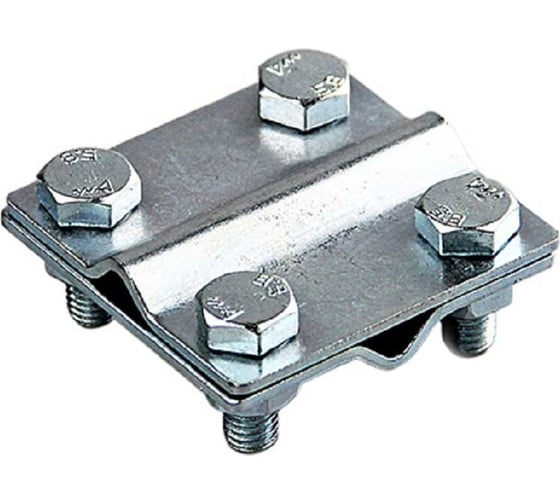 Изображение товара Соединительный крестовой зажим Protectpro прут-прут (2 пластины 56x56 мм для круга ф8-10 мм и полосы 25/30 мм), оцинк. 6009