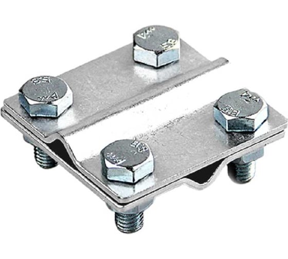 Изображение товара Соединительный крестовой зажим Protectpro прут-прут (2 пластины 56x56 мм для круга ф8-10 мм и полосы 25/30 мм), нерж 6009Inox