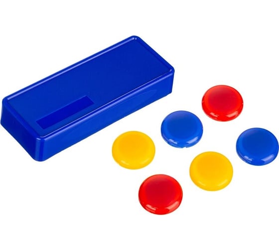 Изображение товара Набор принадлежностей для магнитно-маркерных досок Attache синяя губка, магниты 30 мм, ассорти 1722250