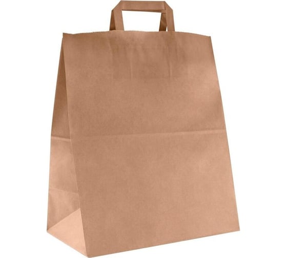 Изображение товара Бумажный пакет ООО Комус 320x200x370 мм, 70 гр/м2, с плоскими ручками, крафт, 200 шт. 1102602