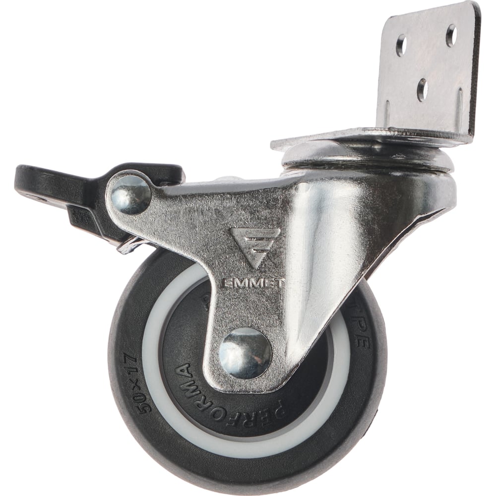 Изображение товара Комплект мебельных колес EMMET 50 мм с тормозом, г-образная пятка, черный