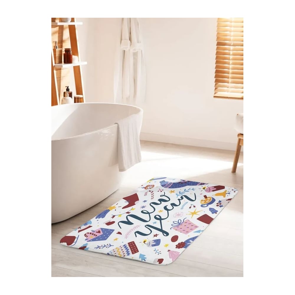 Изображение товара Противоскользящий коврик для ванной комнаты и туалета JOYARTY 60x100 см новогодний мультиколор