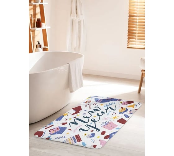 Изображение товара Противоскользящий коврик для ванной комнаты и туалета JOYARTY "С Новым Годом" 60x100 см bath_427894_60x100