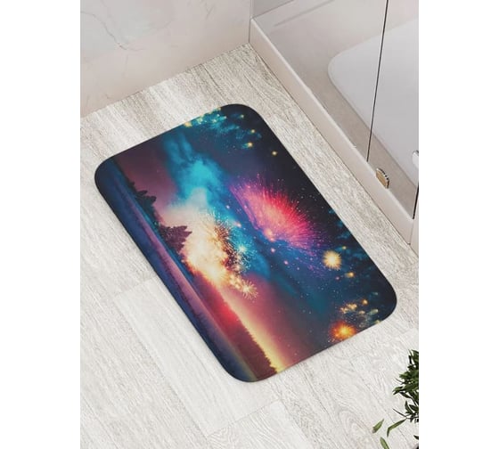 Изображение товара Противоскользящий коврик для ванной комнаты и туалета JOYARTY "Салют зимой" 52x77 см bath_427874