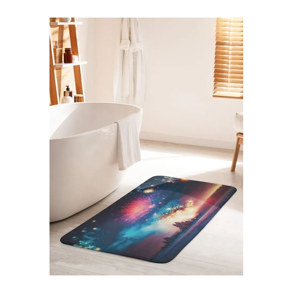 Изображение товара Противоскользящий коврик для ванной комнаты JOYARTY Салют зимой 60x100 см