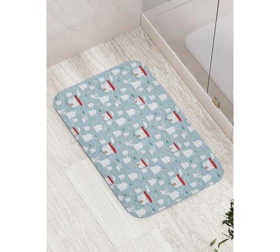 Изображение товара Противоскользящий коврик для ванной комнаты и туалета JOYARTY "Снежное поселение" 52x77 см bath_427858