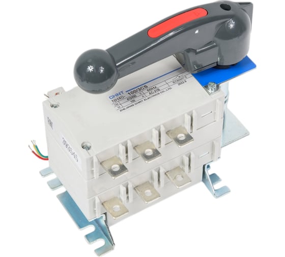 Изображение товара Перекидной рубильник CHINT 3п NH40-100/3CS 100А 3 положения I-0-II стандартная рукоятка управления 393545