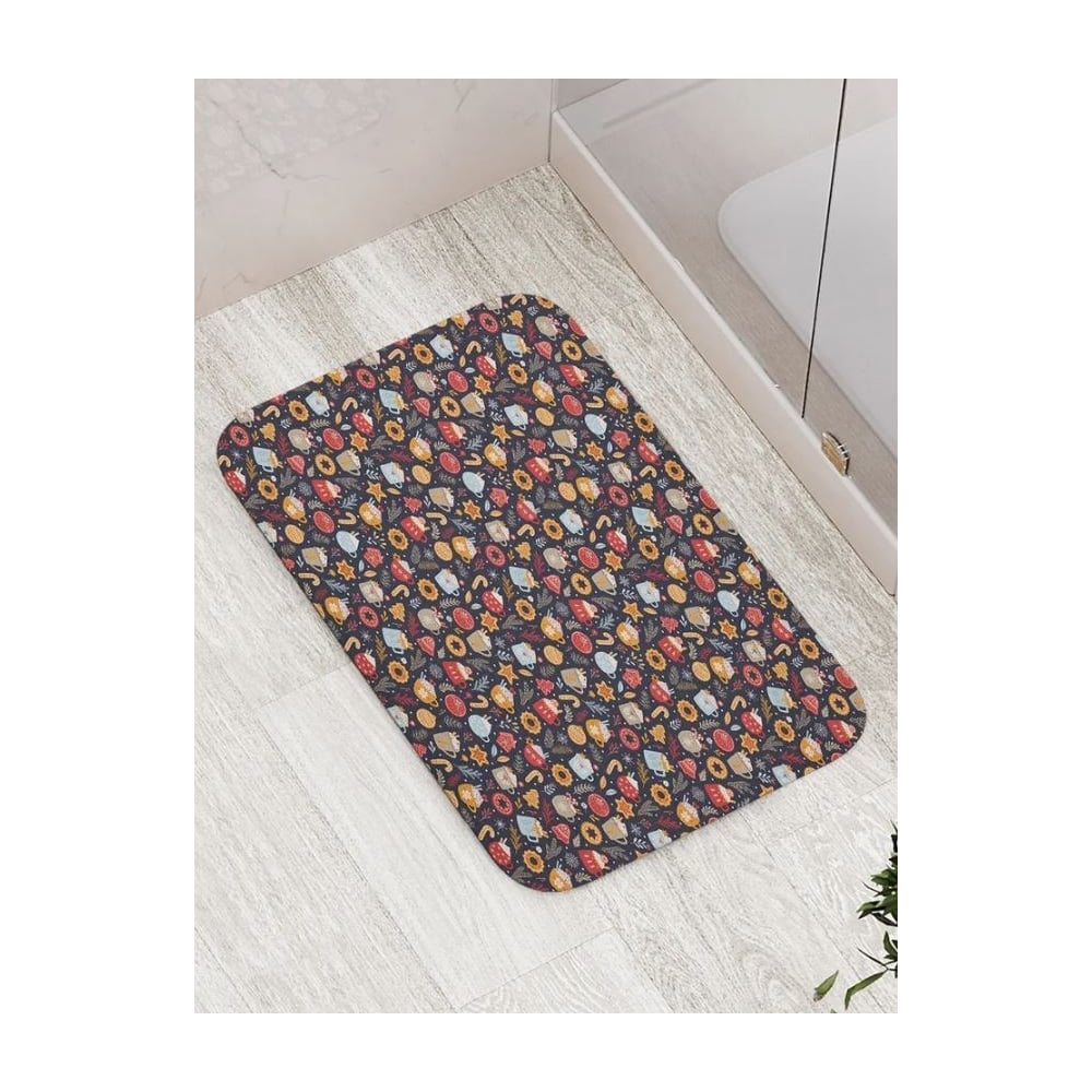 Изображение товара Противоскользящий коврик для ванной комнаты JOYARTY 60x100 см новогодний мультиколор