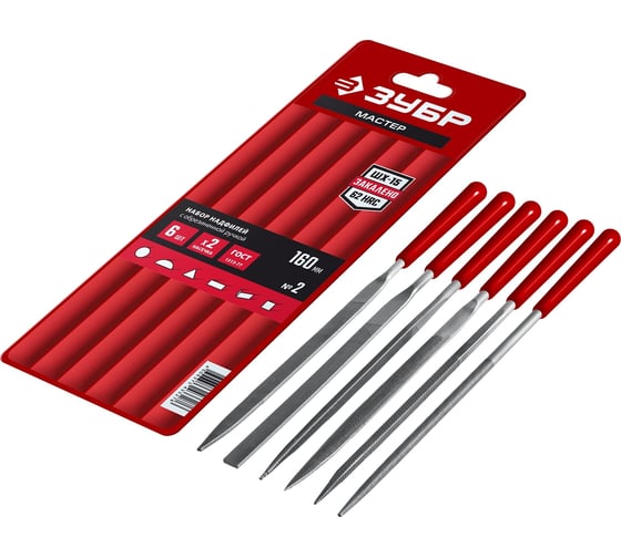 Изображение товара Набор надфилей ЗУБР 6 шт. 160 мм, в чехле, с ручками 16016-H6