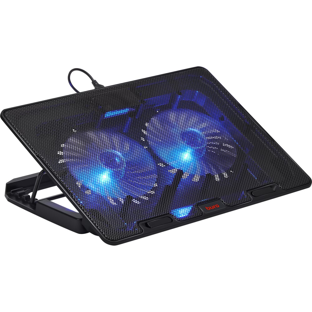 Изображение товара Подставка для ноутбука BURO BU-LCP156-B214H 15.6" 355x255x30 мм, 2xUSB, 2x140 мм FAN, 900 г, металлическая сетка 363708