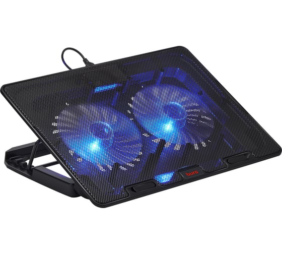 Изображение товара Подставка для ноутбука BURO BU-LCP156-B214H 15.6" 355x255x30 мм, 2xUSB, 2x140 мм FAN, 900 г, металлическая сетка 363708