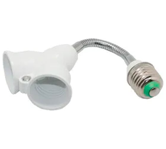 Изображение товара Гибкий переходник Ecola Base с цоколя e27 на 2хe27 150мм белый A7F27WEAY