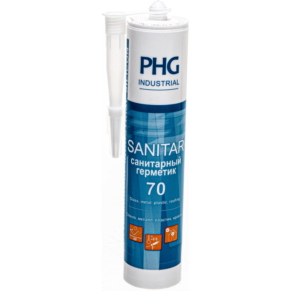 Силиконовый санитарный герметик PHG герметик силиконовый момент гермент санитарный прозрачный 280 мл уксусный